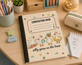 Cute composition notebook with silly colorful geese