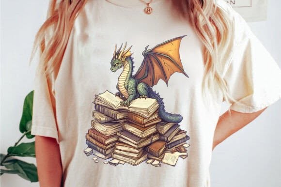 Book Dragon Reader Graphic Tee design