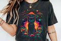 Neon Mushroom Cat Graphic Tee design