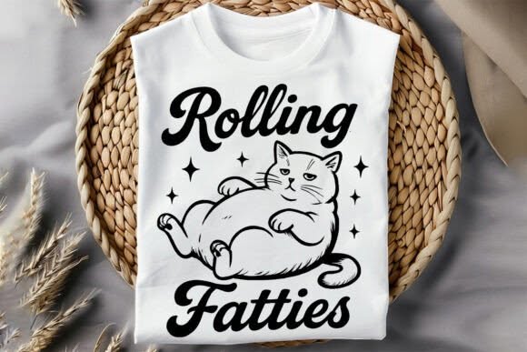 Rolling Fatties Cat Graphic Tee design