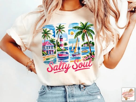 Salty Soul Beach Graphic Tee design