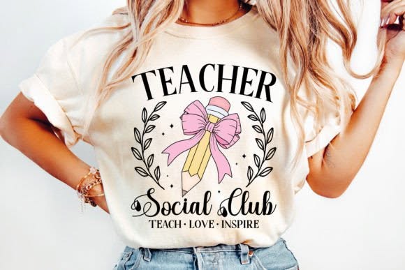 Teacher Social Club Bow Graphic Tee design