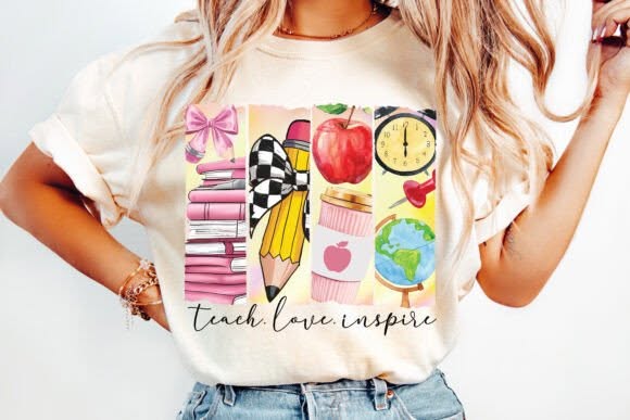 Teach Love Inspire Teacher Graphic Tee design