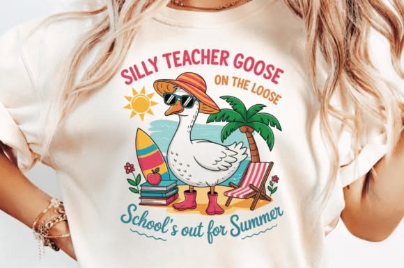 Silly Teacher Goose on the Loose Graphic Tee design