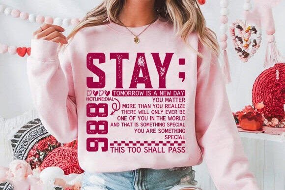 Pink Floral Stay Graphic Sweatshirt
