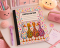 Colorful groovy composition notebook with patterned geese