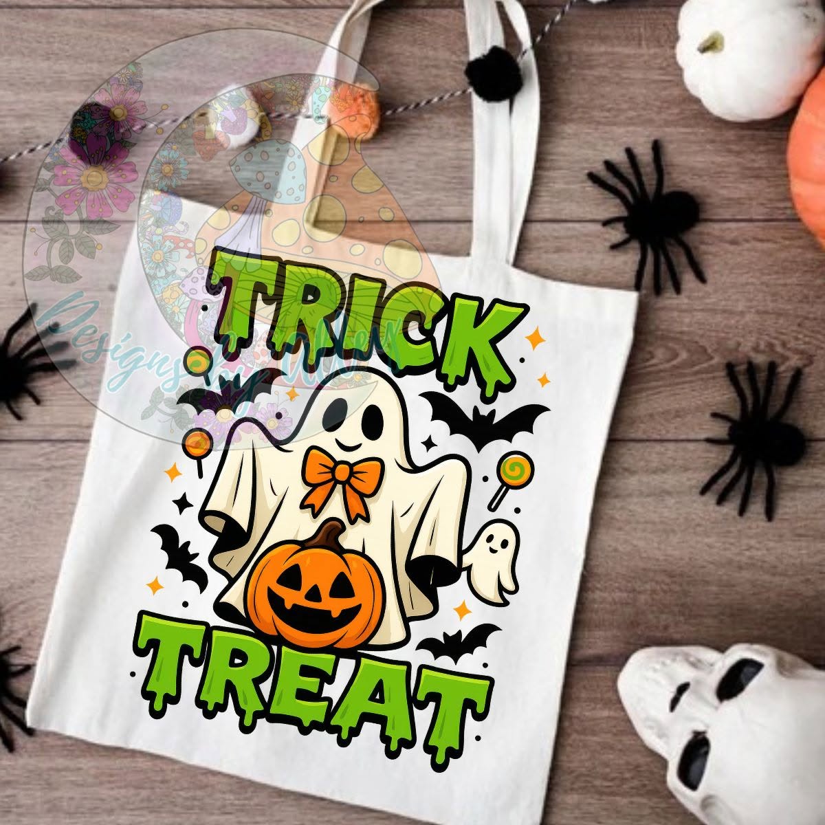 Cute Ghost & Pumpkin Halloween Trick or Treat Bag