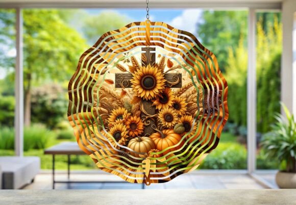 Religious Sunflower Wind Spinner