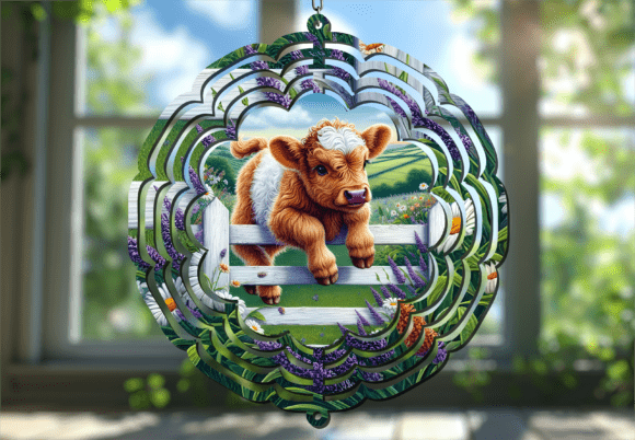 Baby Hyland Cow Wind Spinner