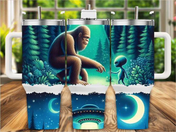 👽 Bigfoot & Alien Friends 40 oz Tumbler