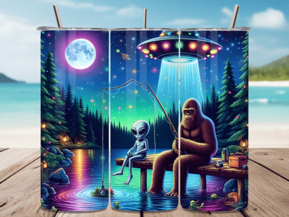 👽 Bigfoot & Alien Night Fishing 20oz Tumbler