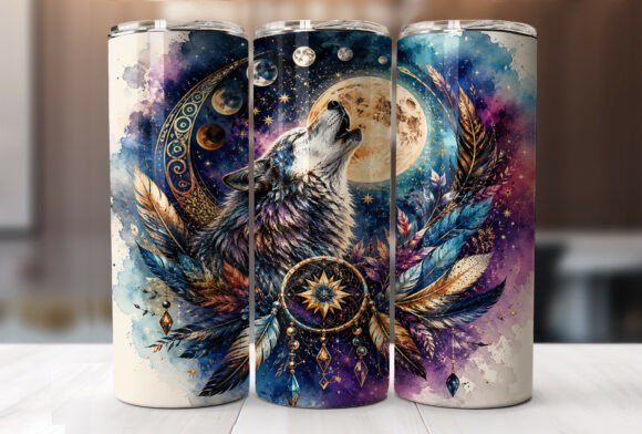 🐺 Boho Moonlit Wolf 20oz Tumbler