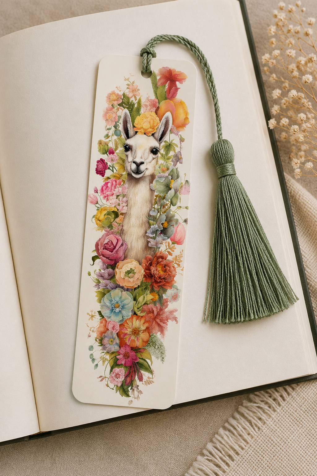 Floral Llama Bookmark