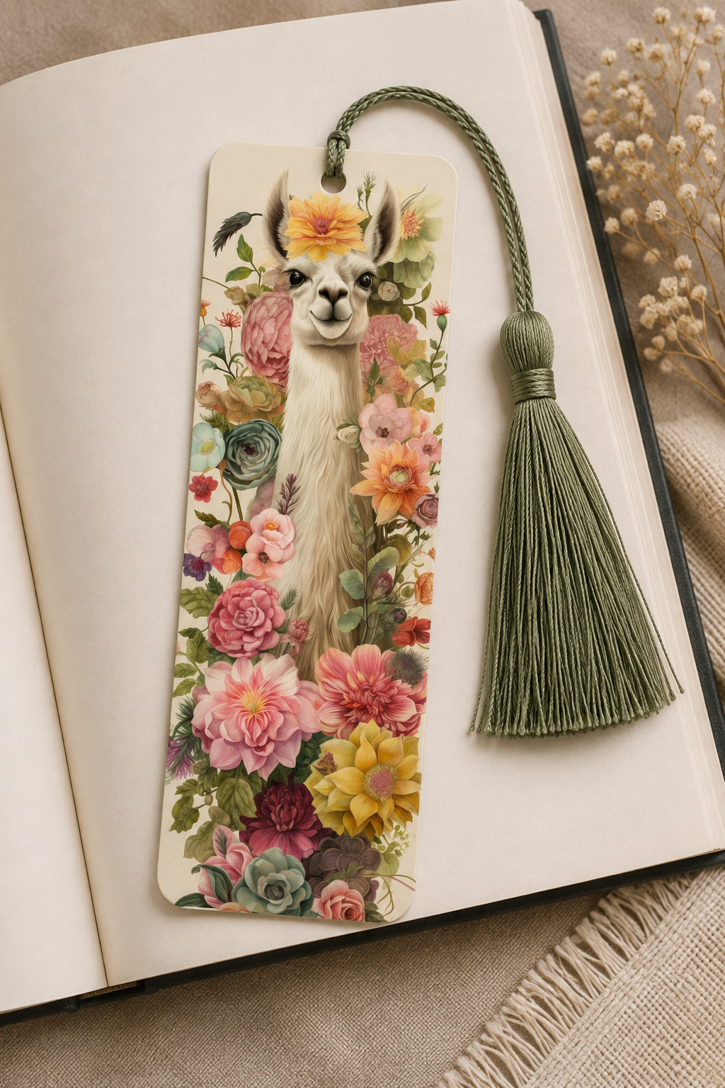 Floral Llama Bookmark