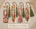 🌸 Floral Llama Bookmark Set – Set of 4