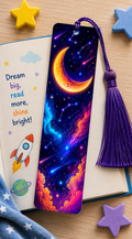 🌙 Cosmic Crescent Moon Bookmark