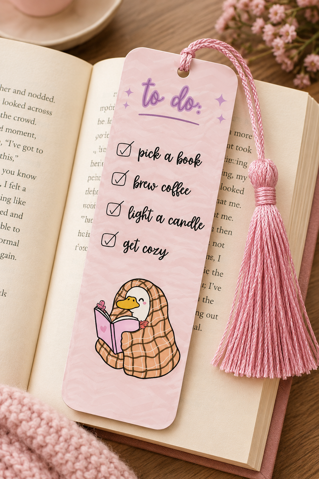 Cozy Reading Checklist Bookmark