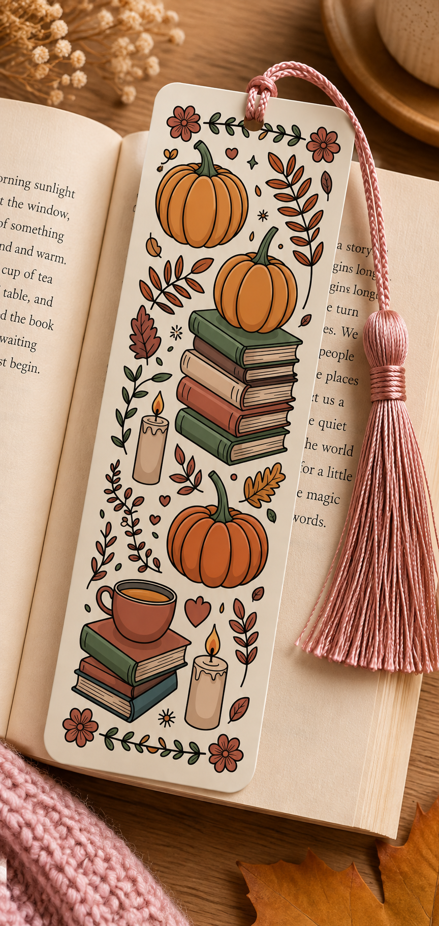 Pumpkins, Books & Cozy Vibes Bookmark