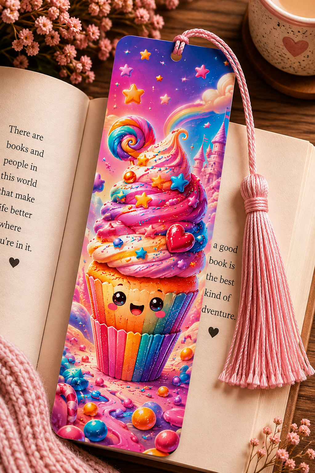Kawaii Cupcake Dreamland Bookmark 🧁🌈