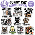 Funny Cat Sticker Pack – 10 Pack