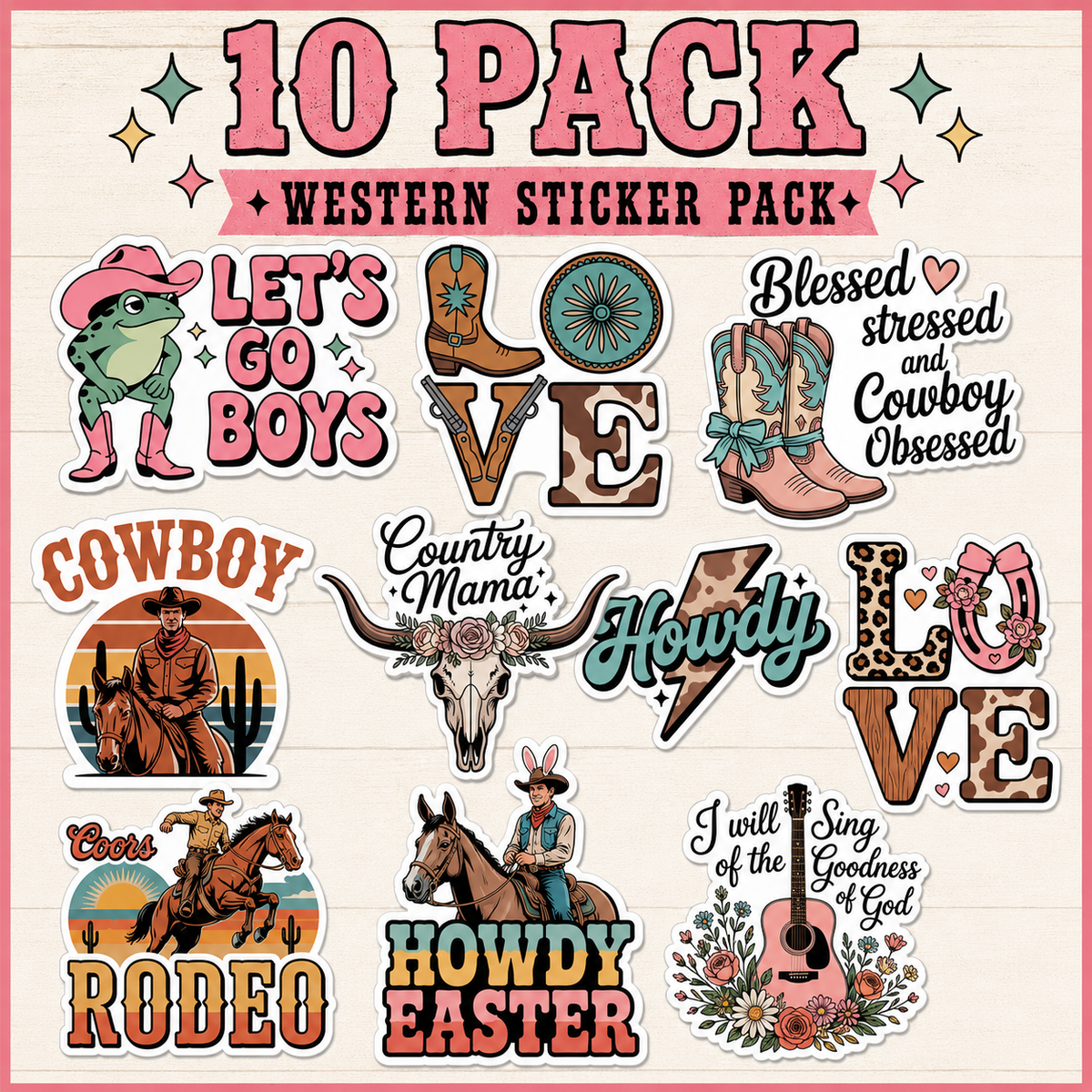 Western Sticker Pack – 10 Pack