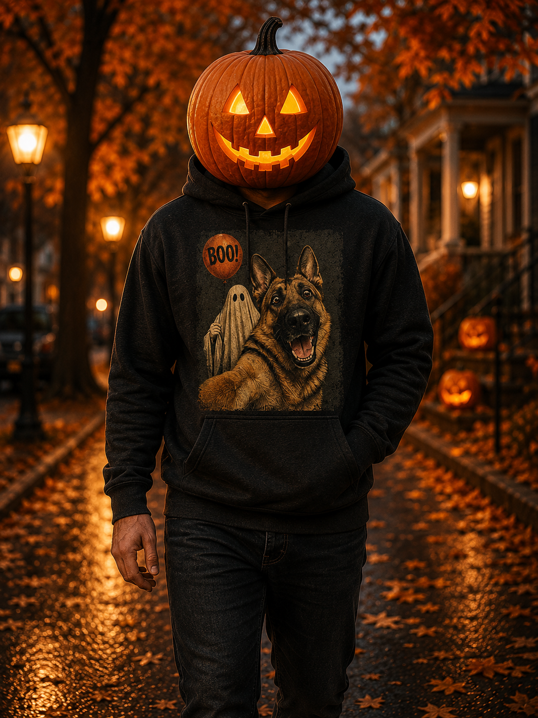 German Shepherd Selfie Ghost Hoodie