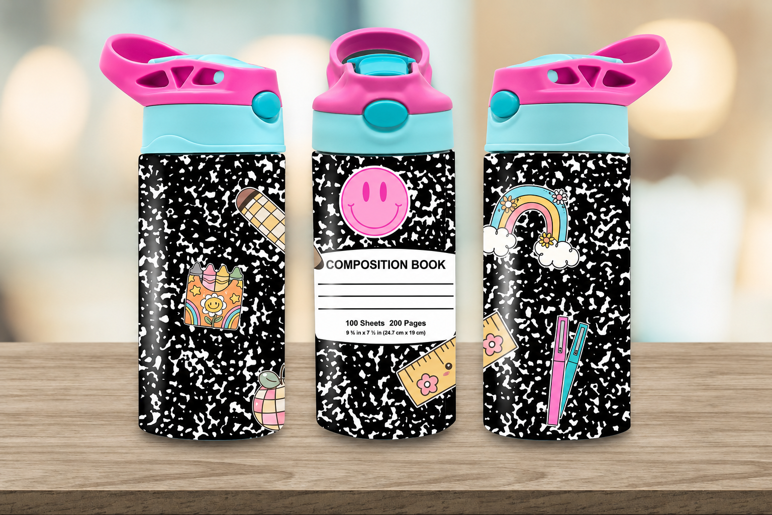 Composition Notebook 12 oz Water Bottle - Lid Color May Vary