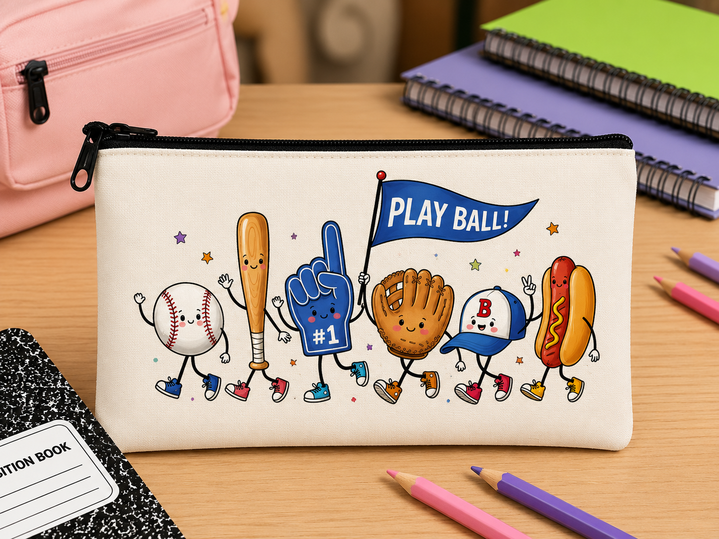 Play Ball Baseball Pencil Pouch