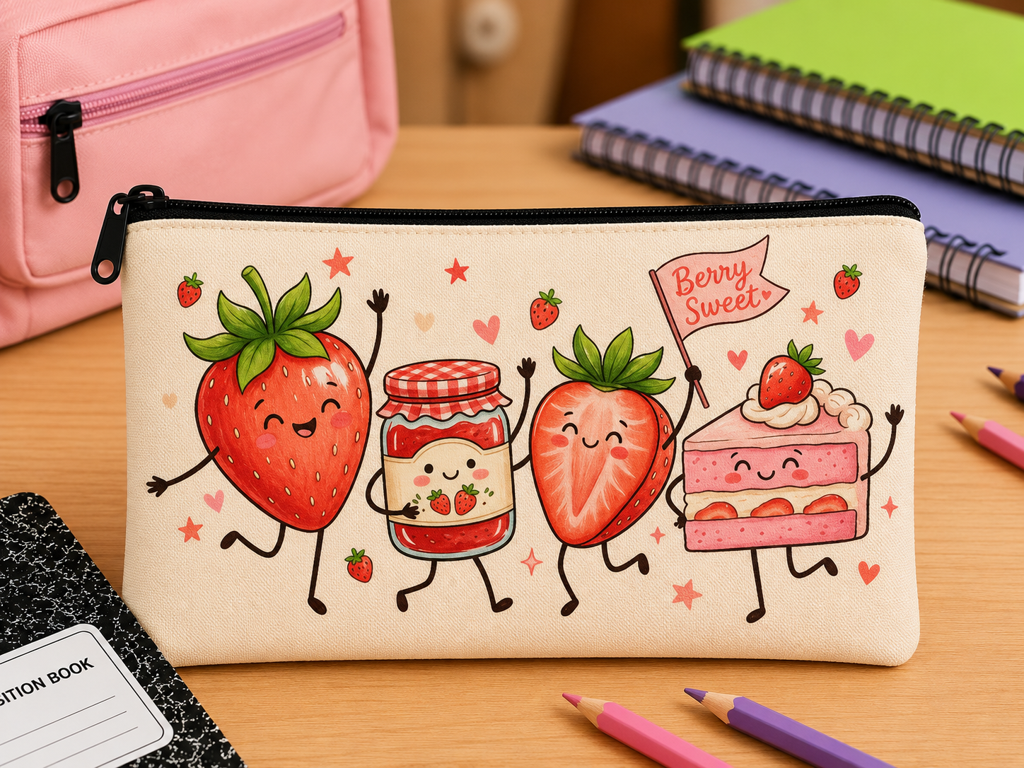 Berry Sweet Strawberry Pencil Pouch