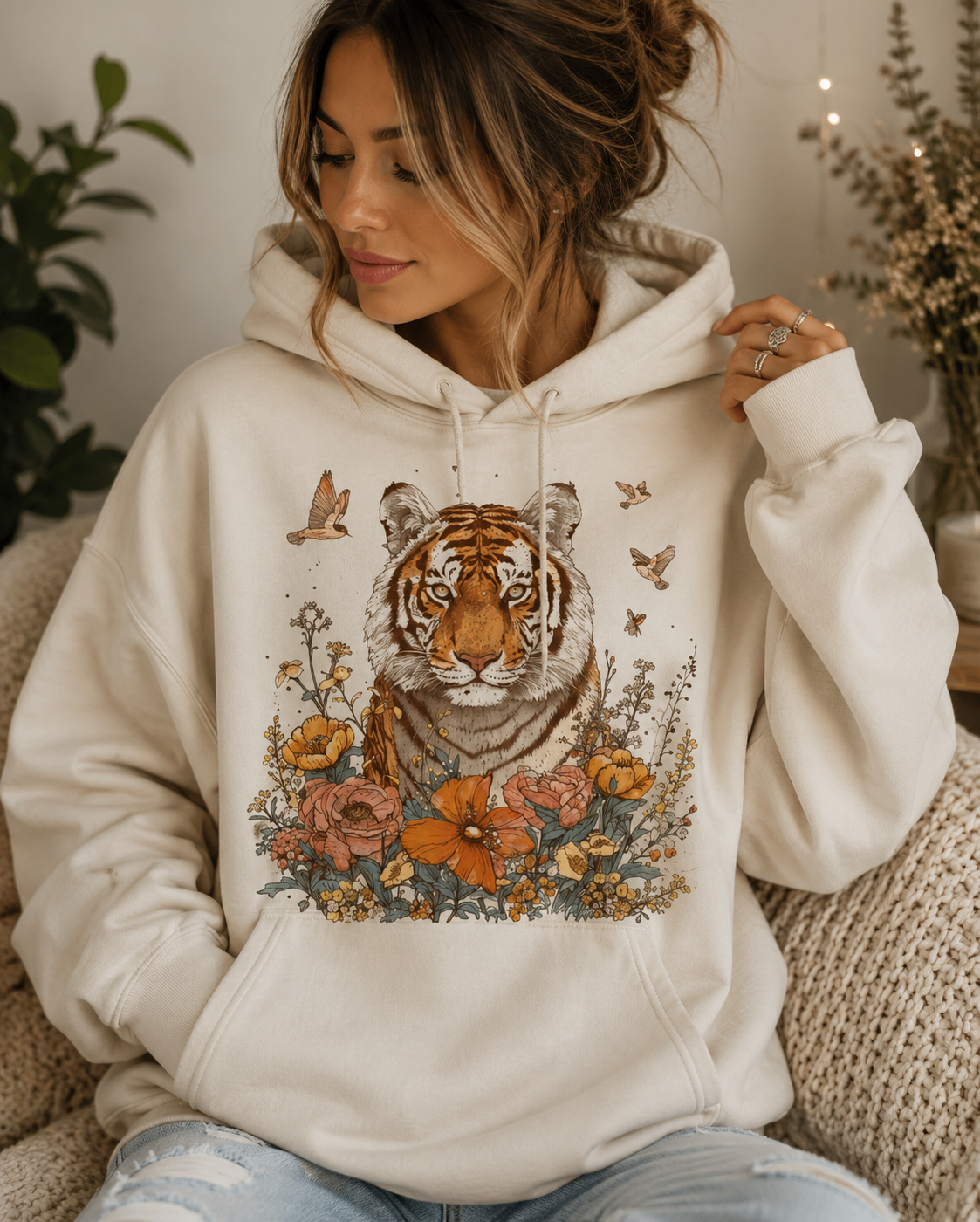 Boho Tiger Graphic Hoodie