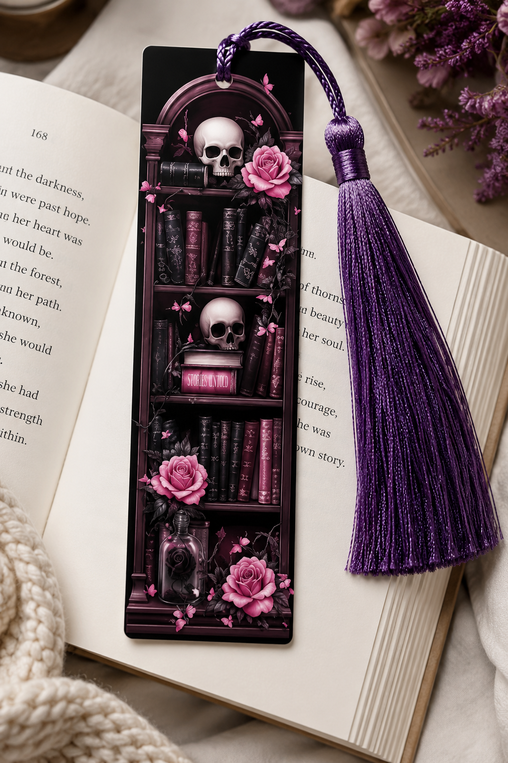 Purple Goth Bookshelf Book Mark