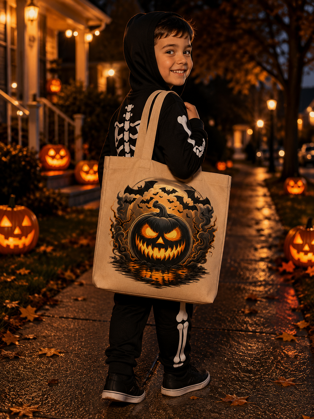 Spooky Pumpkin Halloween Trick or Treat Bag