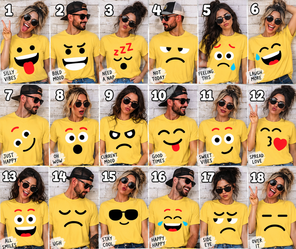 Emoji Face T-Shirts – Choose Your Mood