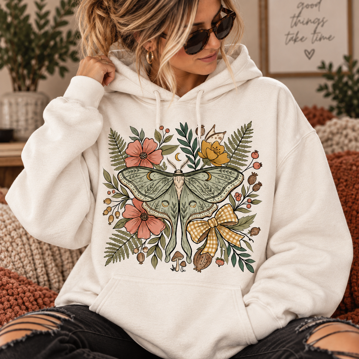Love for Luna — Wildflower Luna Moth Hoodie