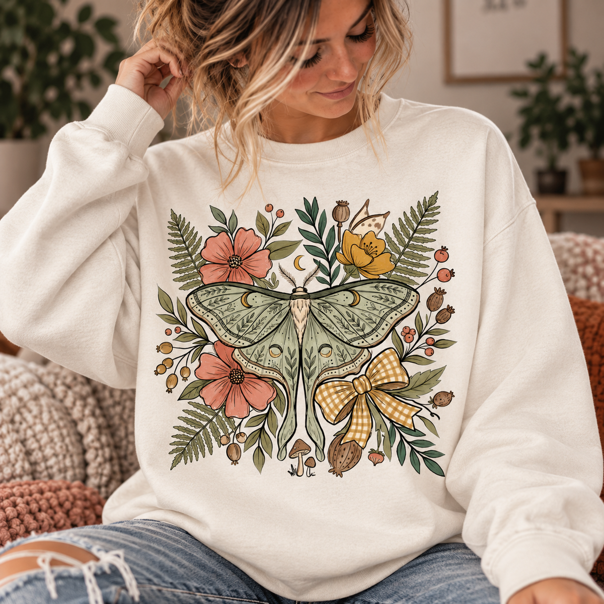 Love for Luna — Wildflower Luna Moth Sweatshirt