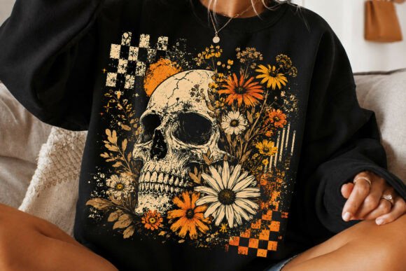 Checkered Skeleton Halloween Sweatshirt