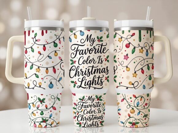 🎄 My Favorite Color Is Christmas Lights 40 oz Tumbler
