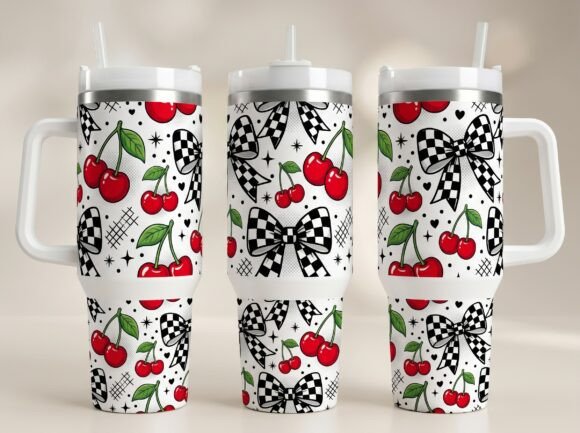 🍒 Coquette Cherries & Bows 40 oz Tumbler