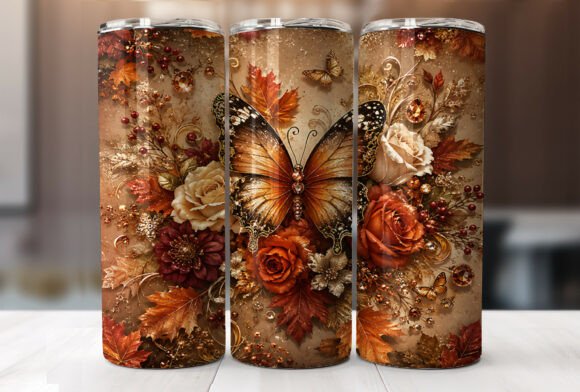 Fall Butterfly Floral 20oz Tumbler