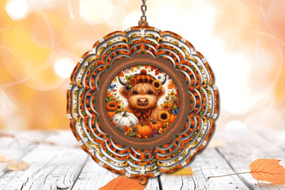 Fall Hyland Cow Wind Spinner