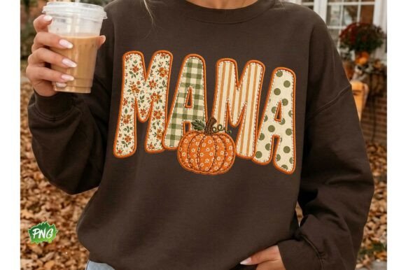 Faux Embroidery Fall Mama Sweatshirt