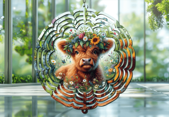 Baby Hyland Cow Wind Spinner
