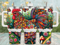 🌺 Colorful Folk Art Rooster 40 oz Tumbler