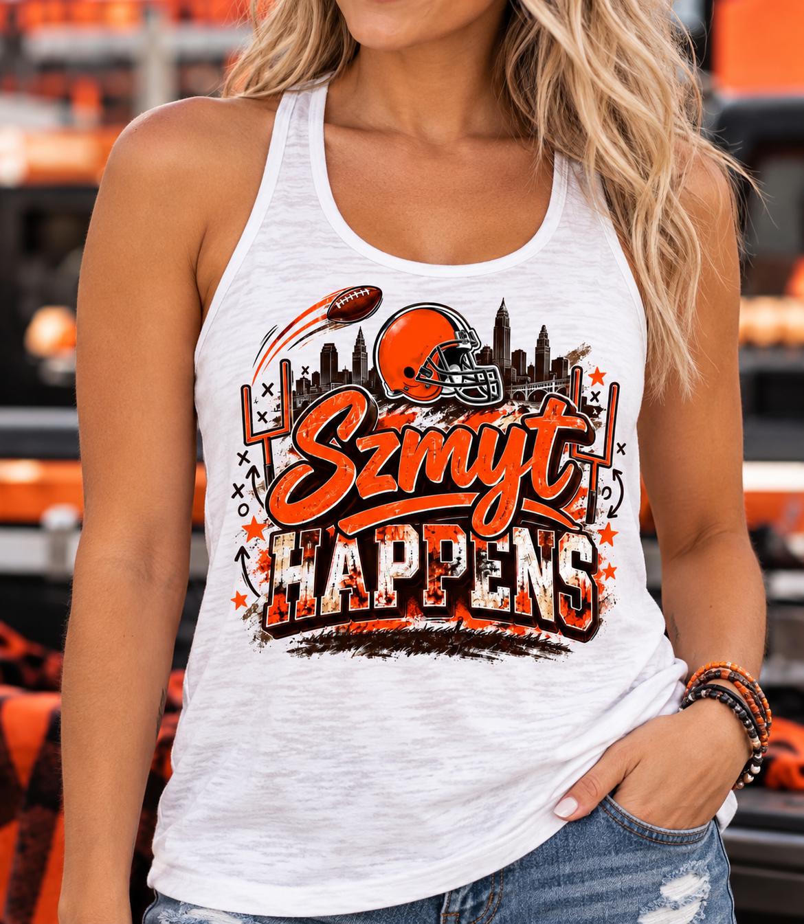 Szmyt Happens Football Racerback Tank – Cleveland Football Fan Apparel ...