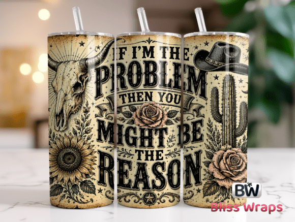 🤠 If I’m the Problem Cow Skull Tumbler