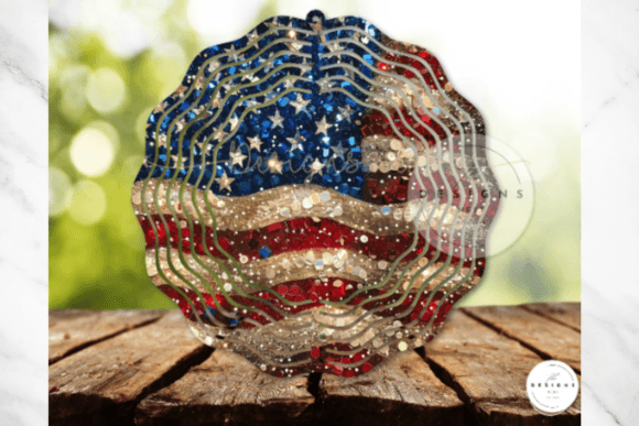 Glitter Patriotic Flag Wind Spinner