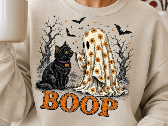 Halloween Boop Ghost Cat Sweatshirt