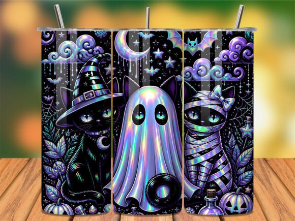 👻🌙 Holographic Halloween Cats 20 oz Tumbler