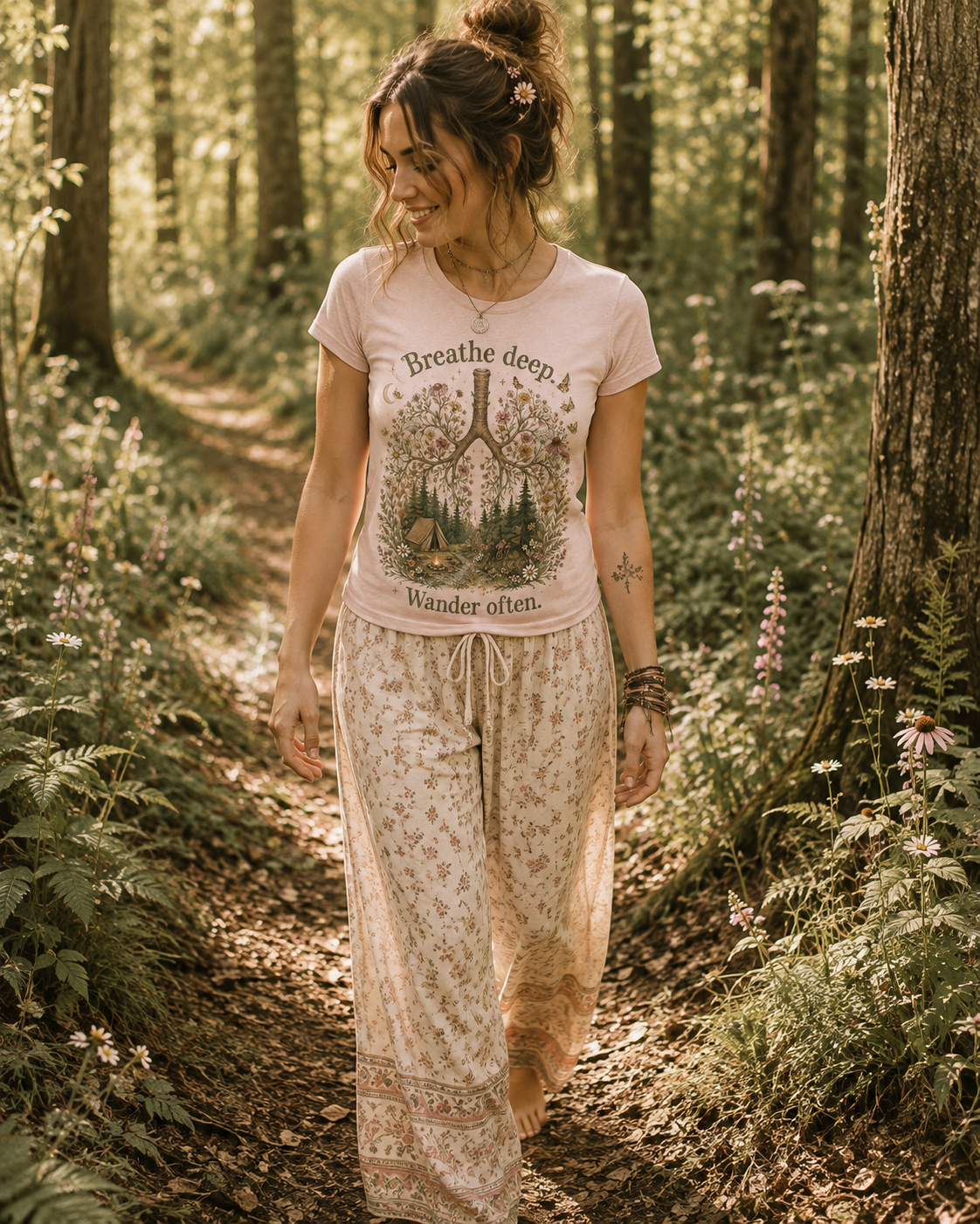 Breath Deep Wander Often graphic Tee
