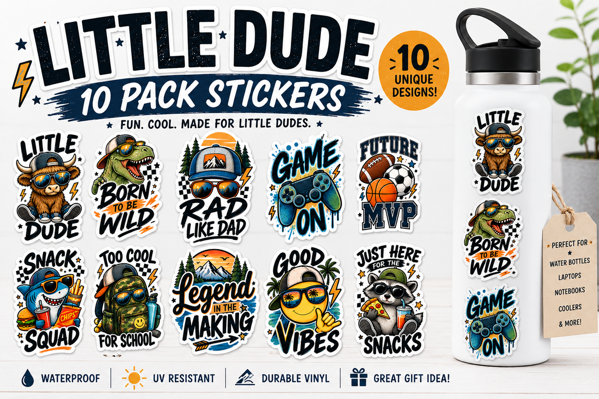 🤘 Little Dude 10-Pack Sticker Set